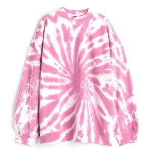 H&M Oversized Pink Tie Dye Crew Neck Sweater